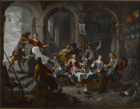 Social Scene Allegory of the Five Senses, Herp, Willem van 1613/1614-1677 painter, food, genre