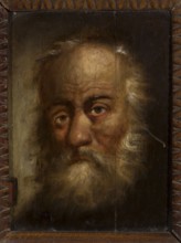 Head of St. Thomas the Apostle. The head of an old man with sparse grey hair above a vaulted