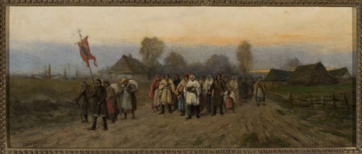 Village Procession - Pilgrimage, Streitt, Franciszek 1839–1890 painter, processions, pilgrimages,