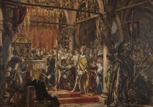 Coronation of the first king, from the series History of Civilization in Poland, Jan Matejko