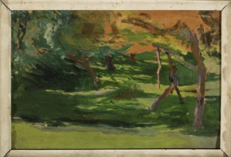 Landscape, sketch for Strange Garden, Mehoffer, Józef 1869–1946 painter, trees, sketches, Kraków