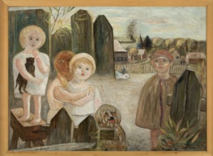 Children in a Country Yard, Makowski, Tadeusz 1882–1932 painter, ca. 1926, Paris; painting; height