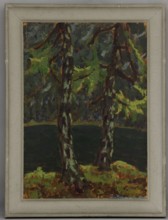 Larches on the Lake in Dobiacco, Bohuszewicz, Jan 1878–1935 painter, contemporary painting,