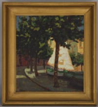 Sail and Plane Trees, Bohuszewicz, Jan 1878–1935 painter, boats, contemporary painting,
