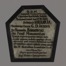 Metal plate with an inscription for the coffin portrait of Teresa Bojanowska, née Sokolnicka