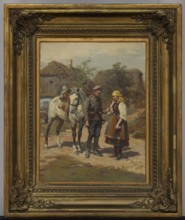 Soldier and a Peasant Girl, Stanislaw Bagienski 1876–1948, painter; 1925; oil painting; 45.5 × 35.5