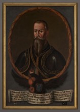 Portrait of George I Radziwill ca. 1480–1541, unknown Polish painter. Oval portrait with a laurel