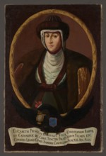 Portrait of Elzbieta Sapiezyna, née Radziwill 1583–1611, unknown Polish painter. Oval portrait in a