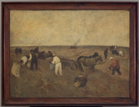 Digging Potatoes, unknown painter, origin unknown, early 20th century, painting, height 73 cm,