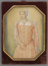 Portrait of Queen Bona after a watercolor miniature on parchment of the Flemish school, Atelier - A