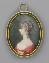 Portrait of a Woman in a White Empire Dress with a Red Shawl, Auvigny, Charles d' 1760–1830 painter