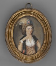 Helena Tudesca, unknown painter, portraits 3/4 right, flowers, women, headgear turban? egreta?,