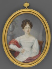 Portrait of a Woman in a White Dress Sitting in an Armchair, by Heinrich Franz Schalck 1791–1832,