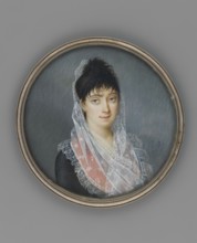 Portrait of a Young Woman in a White Lace Mantilla, Perez fl. 1795–1815, painter; headgear veil;