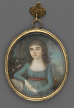 Portrait of a Young Woman in a Turquoise Dress against a Park Background, Kaltiner, Joseph