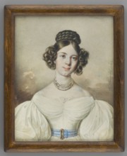 Portrait of Maria Radomyska, by Jan Nepomucen Glowacki 1802–1847. Miniature portrait, 1833. En face