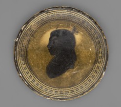 Profile of a Girl. Unknown author; amateur painter. Left profile of a young girl—black silhouette