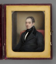 Portrait of a Man in a Frock Coat, painted by Henry Collen 1800–fl.1872, 1837. Seated waist-high,