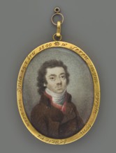 Tadeusz Kosciuszko in a brown civilian frock coat. Half-figure, three-quarters right. Dark hair,