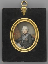 Portrait of Primate Michal Poniatowski 1736–1794 with plans for the construction of the palace