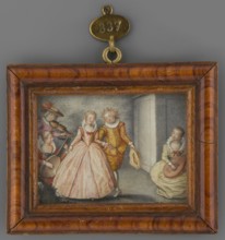 Courtly dance; unknown artist; music; costumes from the 16th century; genre scene in an interior