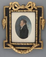 Portrait of a man in profile, pendant to Min.744, unknown creator amateur painter, male portrait in