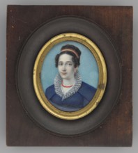 Portrait of a woman in a blue dress with a ruff, unknown artist, three-quarter portrait, costume,