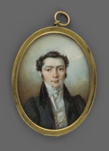 Portrait of a young man in a black tailcoat, en face portrait, male, nobility, Polish miniature,