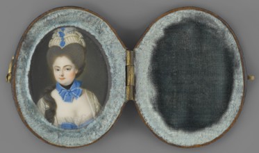Portrait of a woman in a gray wig. Unknown artist. Aristocratic female three-quarter portrait, bust