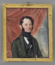 Portrait of a Young Man in a Dark Frock Coat Against a Red Curtain, Marszalkiewicz, Stanislaw