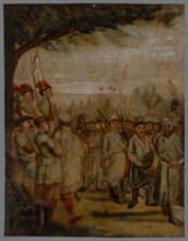 Military scene, unknown author role/classification of the creator, painter. The painting shows the