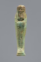 Ankhren's shabti, Ankh-ren name. Mummy-shaped figurine, funerary shabti, standing on a base and