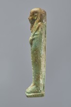 Ankhren's shabti, Ankh-ren name. Mummy-shaped figurine shabti, funerary gift, standing on a base