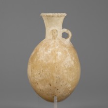 Flask-shaped vessel, pilgrim flask with a spherical, flattened belly, narrow high widening neck and