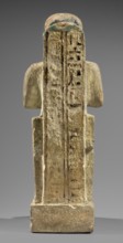 Figurine of the god Ptah. Figural sculpture of Ptah seated on a throne on a base in the shape of