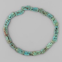 Necklace of 18 amulets, ankhs, uas iconographic, ca. 1550–1295 BC; New Kingdom, 18th Dynasty,
