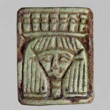 Amulet — plaque with the head of the goddess Hathor;, Hathor myth., Egyptian deities; plaque amulet