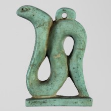 Amulet - Uraeus;, Uraeus, snakes, pendant; 664–525 BC; Late Period, 26th Dynasty, Egypt; amulet;
