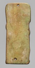 Amulet - plaque in the shape of the god Imseti, Relief figurine of the god Imseti, shown in right