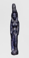 Amulet - standing goddess Isis, Isis myth., Egyptian deity goddess, navy blue glass, 332–30 BC