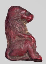 Amulet - sitting baboon; maker, baboons, sacred animals, Egyptian religion; red glass; 332–30 BC,