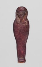 Amulet - mummy-shaped figurine;, Mummy-shaped figurine, back smooth; dark red glass; Ptolemaic