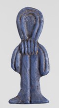 Amulet - tit;, Protective amulet in the shape of a tit knot, made of dark blue glass, with