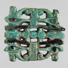 Amulet - quadruple udjat eye;, Openwork plaque with pairs of eyes separated by columns; udjat eyes;