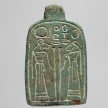Amulet — stele with lion-headed goddesses Bastet and Sekhmet?, lionesses, Egyptian deities, Sekhmet