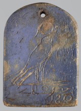 Amulet — stele with a depiction of the god Ptah and a falcon on the reverse; maker, Ptah mythology;
