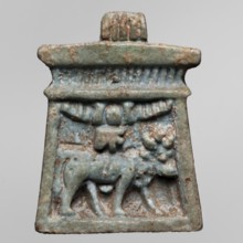Amulet - naos, Goluchów Greater Poland Voivodeship, bulls, naos, udjat eyes, Apis myth., solar