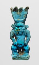 Amulet - god Bes, figurine of Bes standing on slightly crooked legs, with his hands resting on his