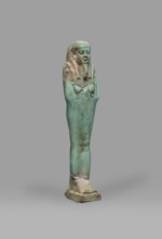 Ushabti Psamtyk-seneb, Mummy-shaped funerary figurine shabti, standing on a base, back supported by