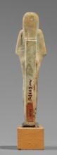 Hornakht's shabti, Back pillars, hieroglyphs, wigs, beards facial hair. Hornakht ca. 525–30 BC.